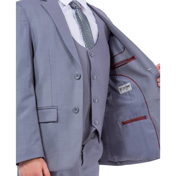 EXCLUSIVE Stacy Adams 5pc Boys Suit Slim-Fit, Mid Grey - Picture 5 of 5